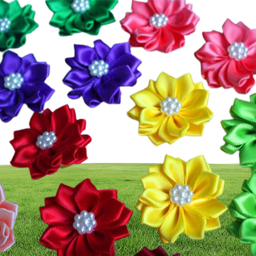 Dog Apparel lot Pet Hair Bows Rubber Bands Petal Flowers With Pearls Grooming Accessories Product7986296