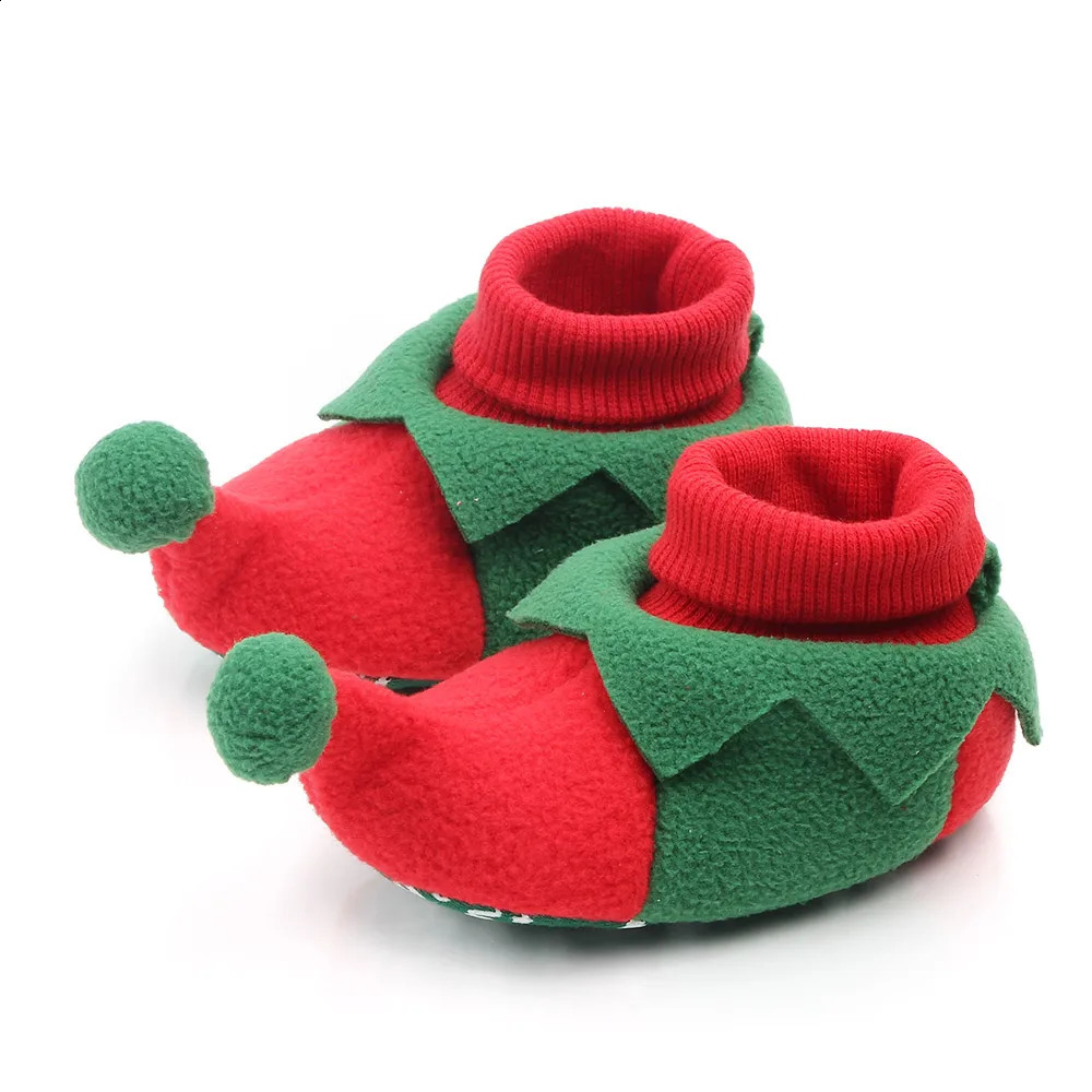 First Walkers Baby Shoes for Winter Christmas Infant Cute Santa Boys and Girls 11CM 12CM 13CM 0 12 Months Warm Lining Inside Soft 231109