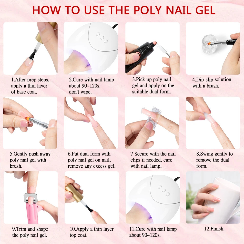 Vernis à ongles Poly Nail Gel Set Poly Nail Gel Set pour extension d'ongle doigt construction rapide Gel 16 couleurs Poly Extension Gel Set 231109