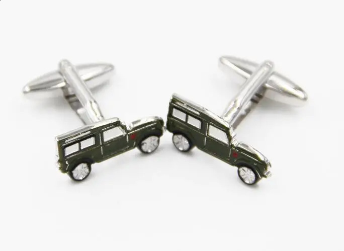 Cuff Links Green Enamel Military Vehicle SUV Car Cufflink Blue/Red Farm Tractor Cuff Links Copper Made Men Jewelry Accessory 231109