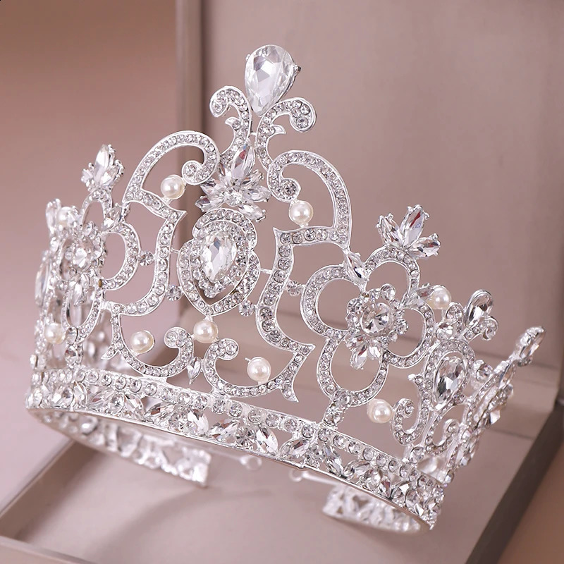 Kafa Bantları Trendy Queen Diadem Kristal Taç Düğün Saç Aksesuarları Süslemeleri Kristal İnci Tiara Kral Kral Kafa Takı Gelin Tiaras 231102