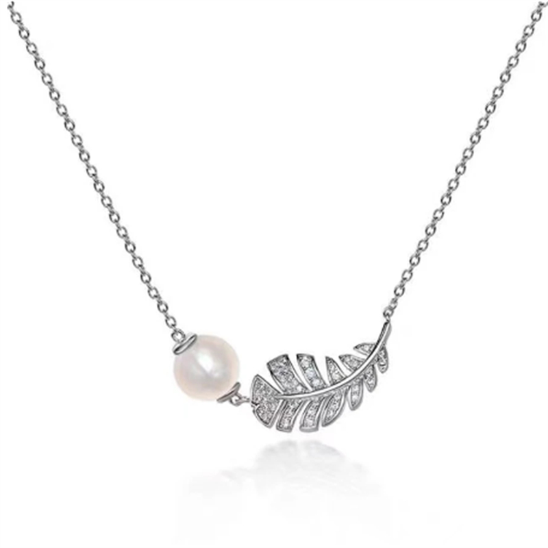 Plume Chocker Collier Perle Zircon Or Blanc Rempli De Fiançailles De Mariage Pendentifs Collier Pour Les Femmes De Mariée Promise Bijoux