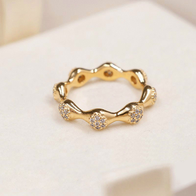 Shine Gold Plated LovePods Ring With Clear Cz Fit Pandora Jewelry Engagement Wedding Lovers Fashion Ring
