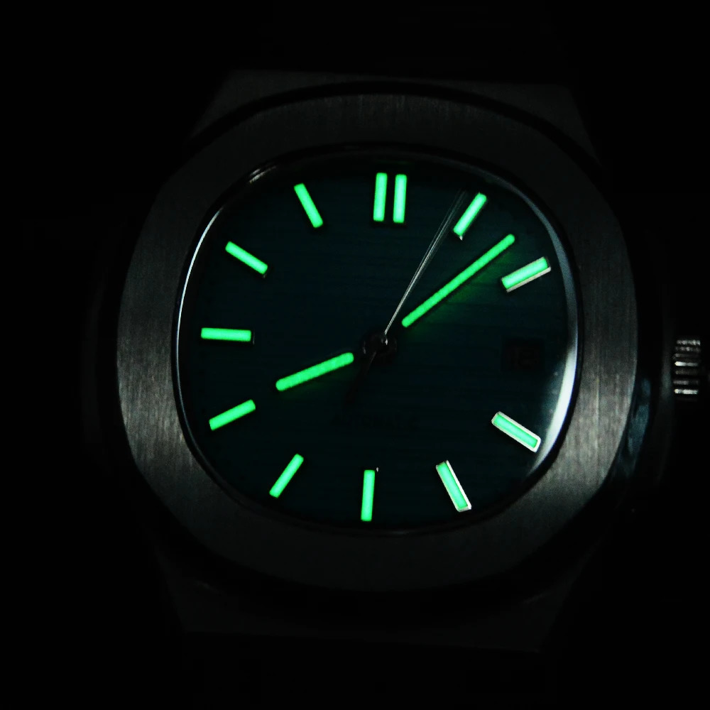 Reloj Bandas Nautilus 39mm Hombres Automático Mecánico NH35 Movimiento Verde Luminoso Hielo Azul Dial Impermeable Deportes Elegante 231110