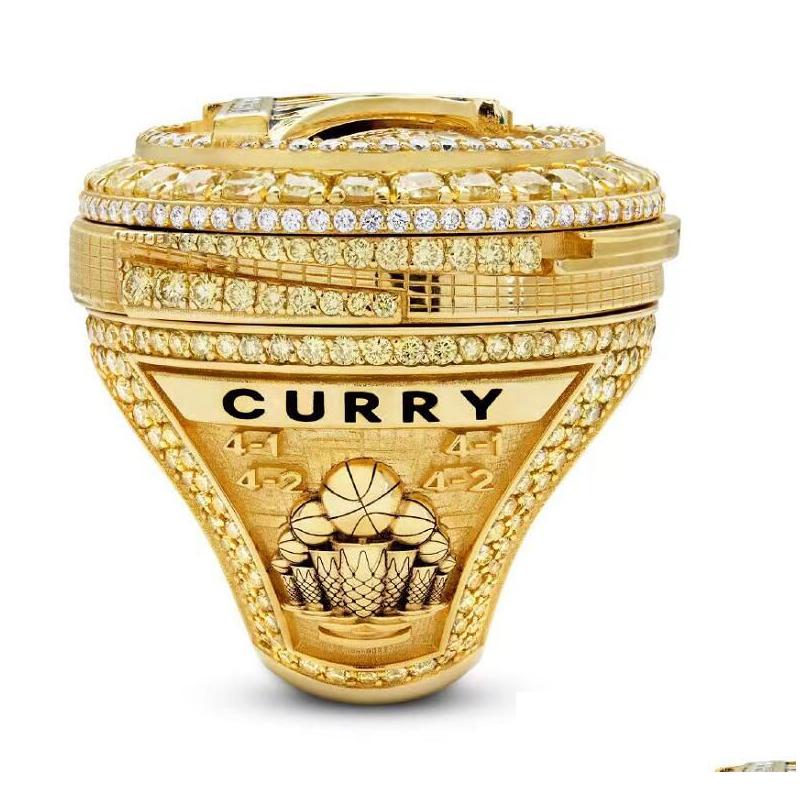 2022 Curry Basketball Warriors Team Championship Ring met houten display box souvenir mannen fan cadeau sieraden hoogwaardige drop levering dhers