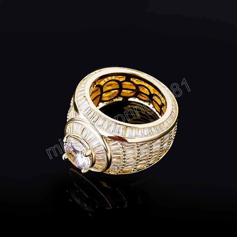 Hip Hop Rings With Side Stones Crystal Zircon Men Women Finger Wedding Gift