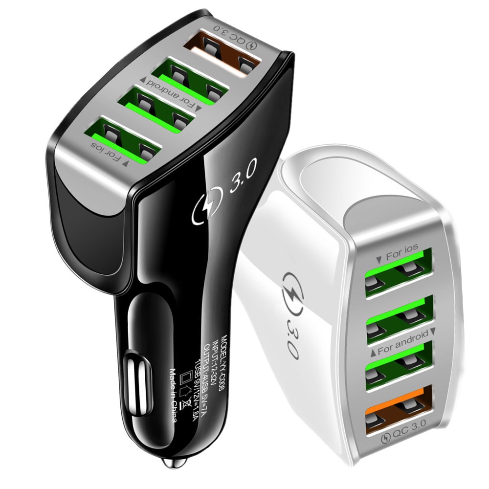Universal 4 USB Ports 5V 2.5A Car Charger Auto Power Adapter Car Chargers för iPhone 14 15 12 13 Samsung GPS MP