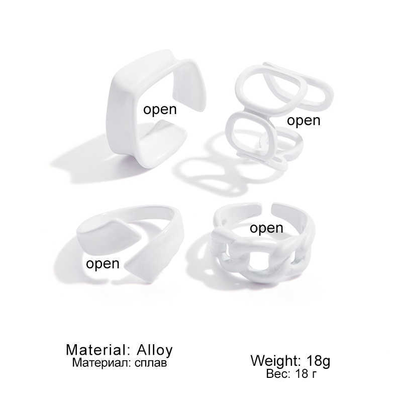 حلقات الفرقة Iparam العصرية Rylic هندسية خاتم مجوفة مجموعة للنساء بوهيميان أبيض مفتوحة قابلة للتعديل 2021 الأزياء هدية المجوهرات p230411