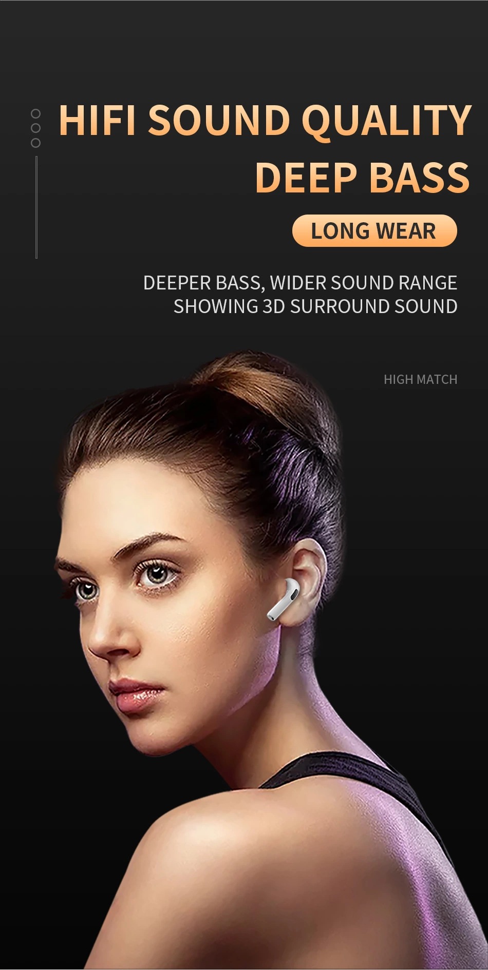 Fones de ouvido Bluetooth Pro6/Pro8s cancelamento de ruído sem fio no fone de ouvido com controle estéreo de controle de toque de microfone