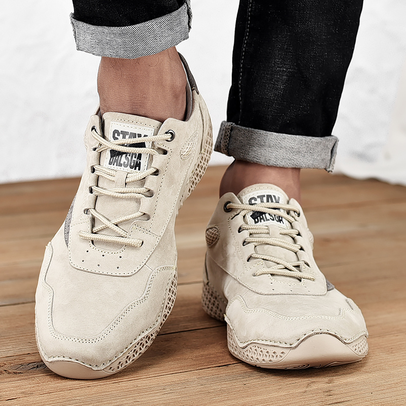 Chaussures décontractées en cuir faites à la main pour hommes, baskets à la mode, marque de luxe, chaussures de marche respirantes, grande taille 46