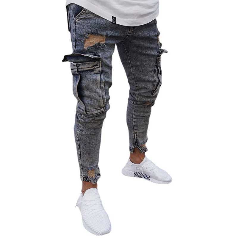 Männer Jeans Herbst Männer Jeans Casual Hosen 2021 Neue Mode Ausgefranste Slim Fit Lange Denim Hosen Loch JeansLF231111