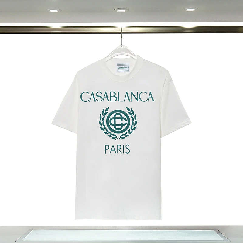 24SS Noir Blanc Manches Courtes Unisexe 1 T-shirts Lâches Décontractés Vert Imprimé Hauts Mode Coton Lâche T-shirts