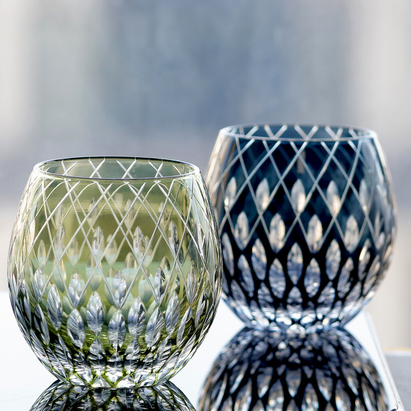 Verre à vin en cristal de Style japonais Edo Kiriko, gravure à la main, kaléidoscope goutte de pluie, gobelet à whisky, Collection niveau Cups217Z