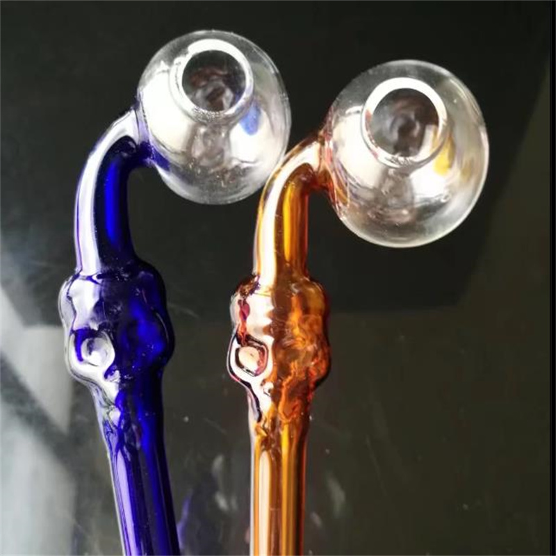 Pipe à fumer Mini narguilé bangs en verre coloré en forme de métal coloré squelette incurvé pot de trempage