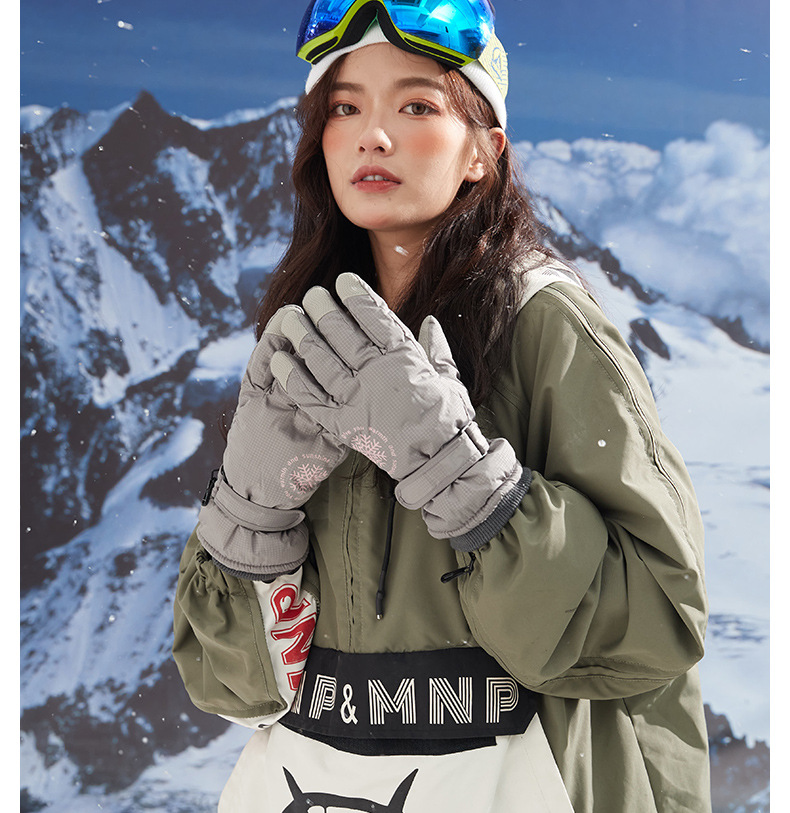 Gants d'hiver pour femmes, motif de neige sud-coréen, chauds et polaires épais, imperméables et points froids, gants de ski pour cyclisme
