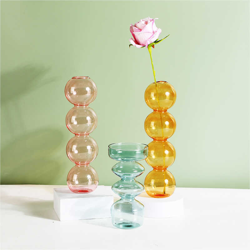 Vaser ins kristall kul bubbla glas vas blomma arrangemang hydroponics boll glas konst blomma ware hem dekor bordsskiva glas vas p230411