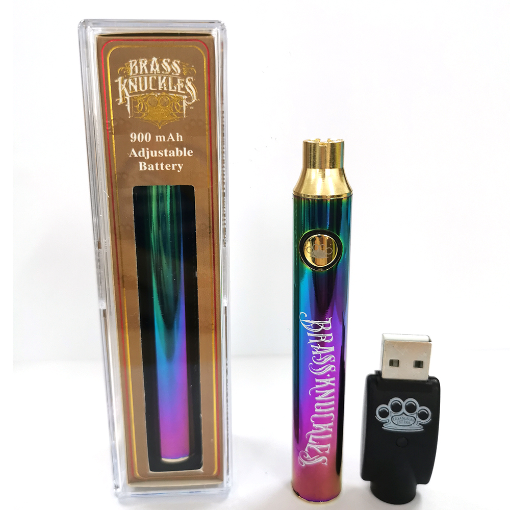 Brass Knuckles Battery BK 650mah 900mah Vape Voltage Adjustable With Preheat Function USB Charger Kit E Cigarette Pen