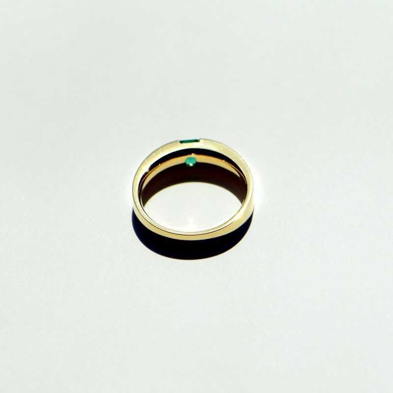 Полоса кольца великолепный натуральный драгоценный камень Изумрудный кольцо Золотого цвета инкрустированные зеленые цирконные кольца для мужчин свадебной годовщины ювелирные украшения P230411