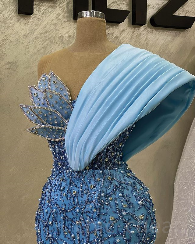2023 April Aso Ebi Beaded Crystals Prom Dress Mermaid Sequined Lace Evening Formal Party Second Reception Birthday Engagement Gowns Dresses Robe De Soiree ZJ400
