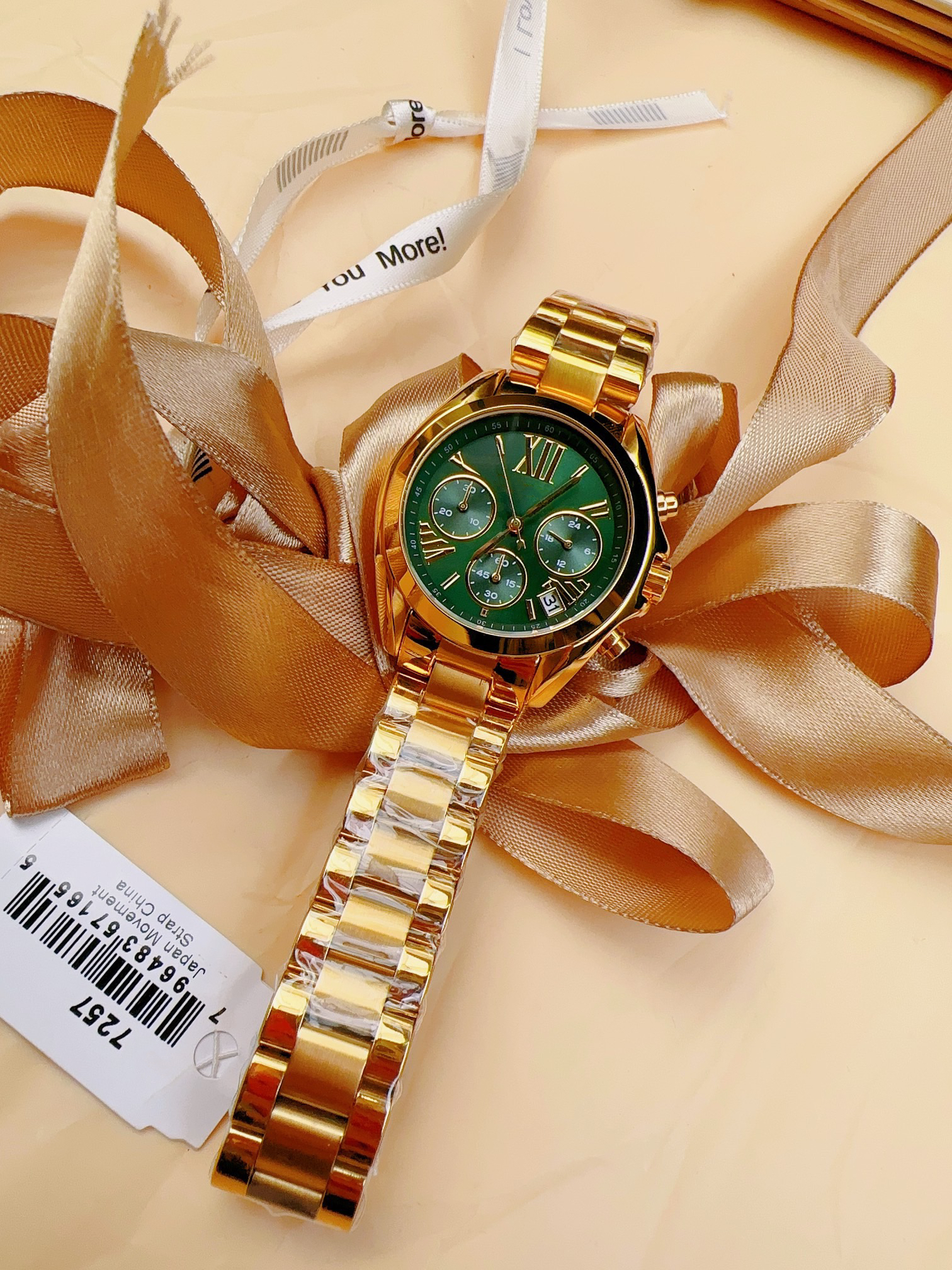 Luxusuhr Damen-Quarzuhr 36 mm Zifferblatt Authentisches japanisches Original Super Sports Precision Timing Batterie Sport Gelbgoldgehäuse Green Face 7257 Watch Gift