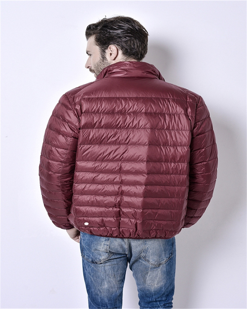 Ll nova luz e luz para baixo jaqueta masculina gola fina ajuste grande tamanho casual casaco curto masculino jaqueta quente