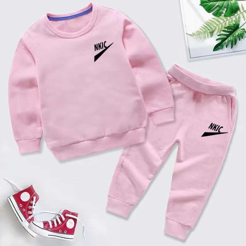 Bambini Primavera Autunno Nuovo marchio di moda LOGO Tute 3-12 anni Ragazzi e ragazze Casual Sport Felpa con cappuccio Top pantaloni 2 pezzi Set Abbigliamento bambini