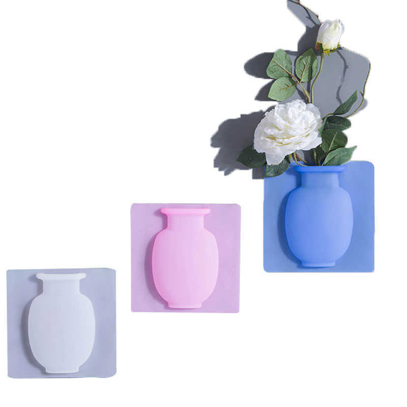 Vasen Sucker Silikon Vase Office Home Dekoration Zubehör Sticky Magic Flower Vase für die Wand Glas Kühlschrank und Windows P230411