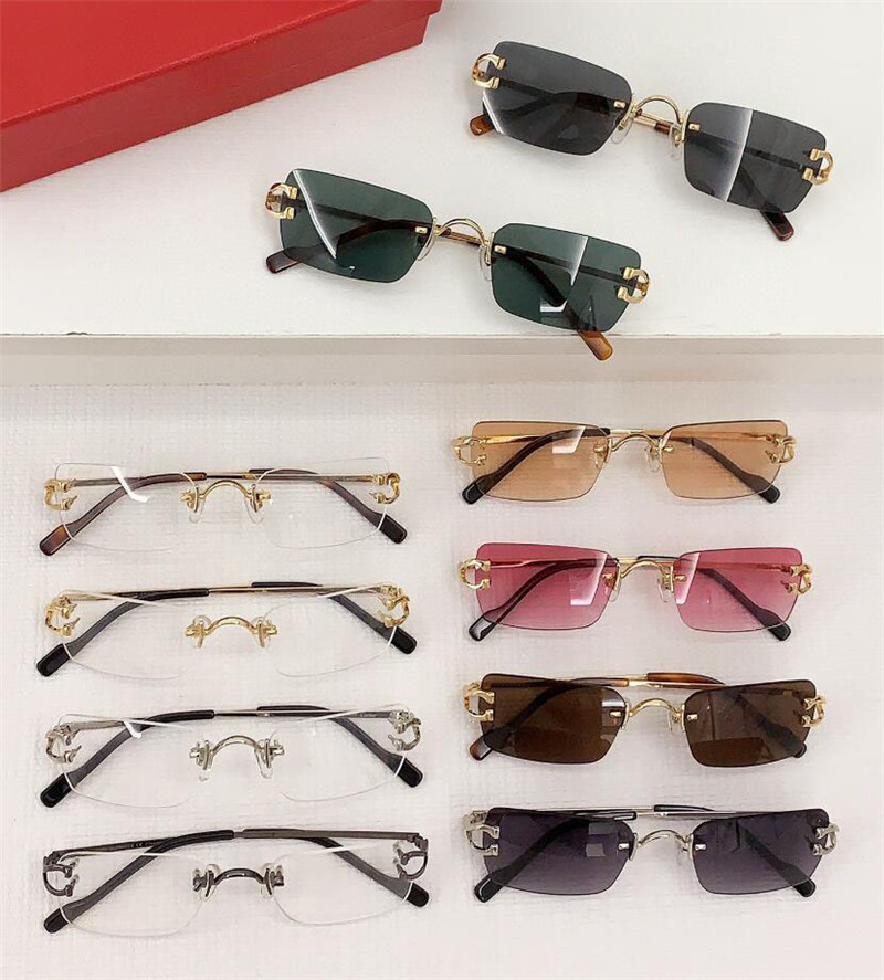 Новый модный дизайн, квадратные солнцезащитные очки 2452234, линзы без оправы, металлические дужки, простой и популярный стиль, уличные защитные очки uv400