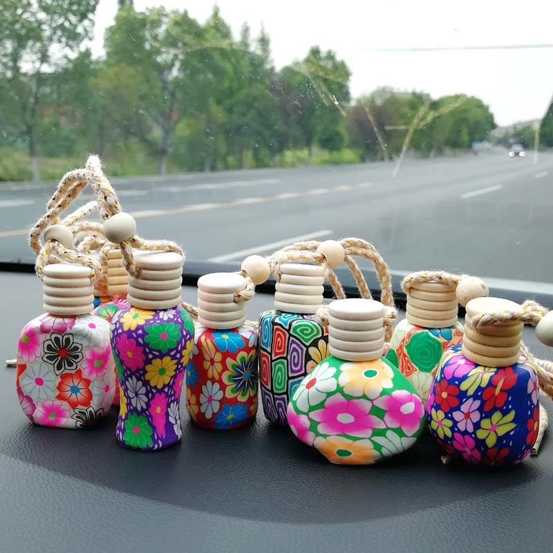 Soft Ceramics Diffuser Car Perfume Bottle Glass Empty Hanging Decor Arts Air Freshener Bead Rope Bottles