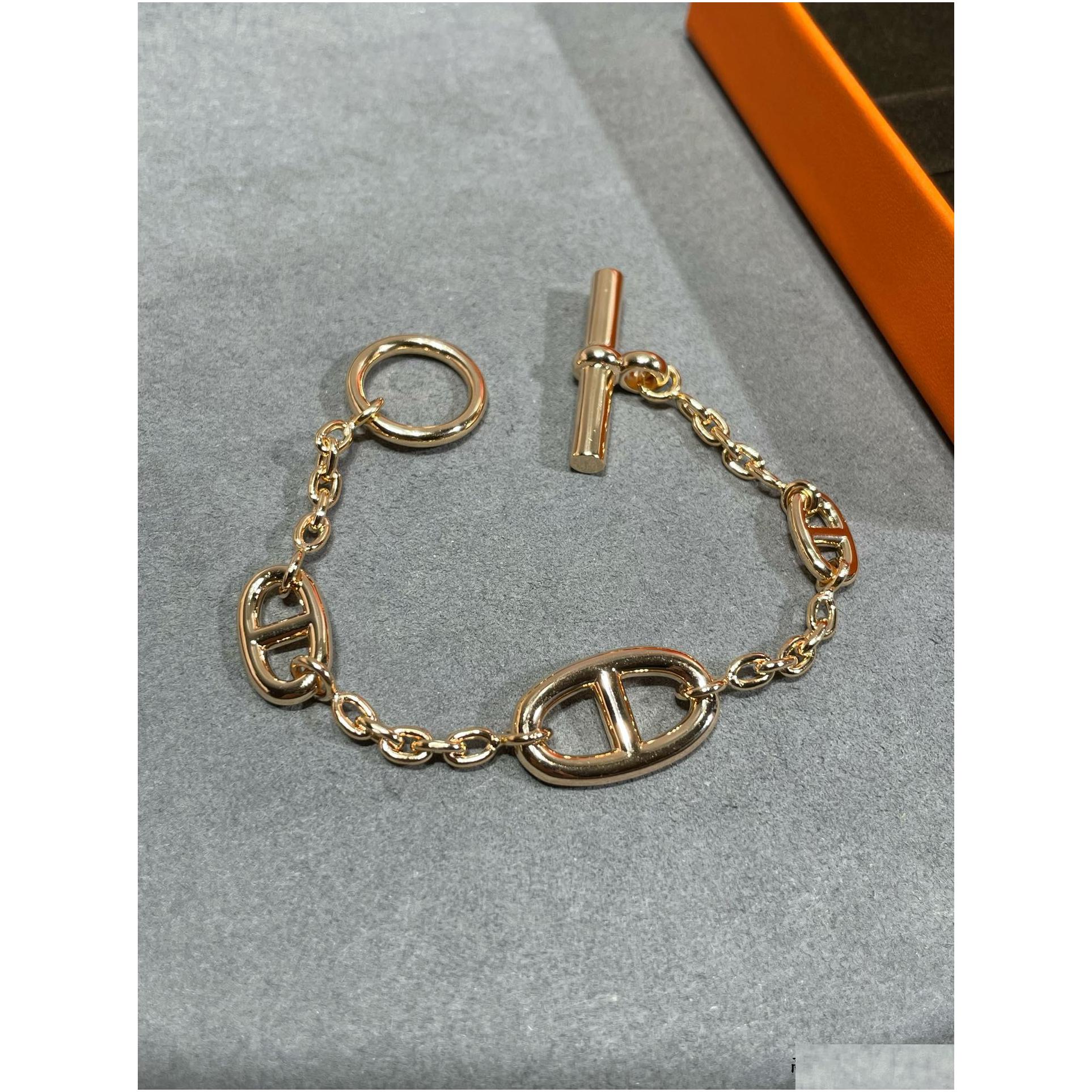Charm armband koppargris näsa esigner ihålig rund cirkel hinkkedja för kvinnliga smycken med låddropp leverans dhm9e