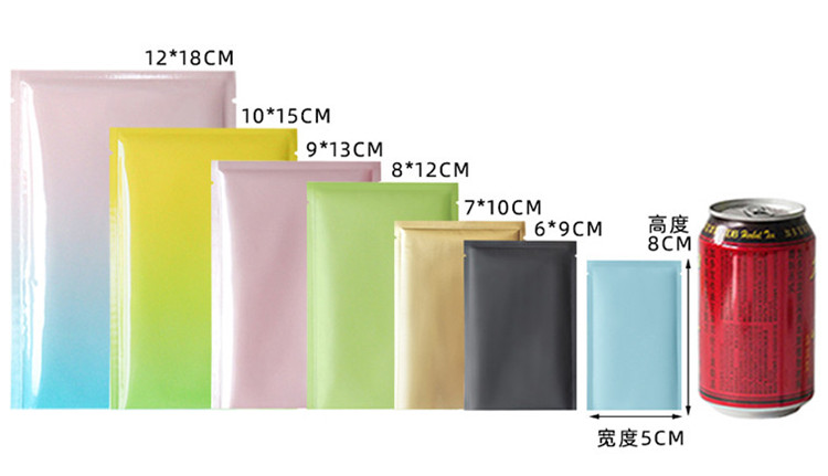 Küçük renkli mat açık üst alüminyum folyo torbalar şeker tozu çay bitkisel deneme hediyeleri ısı sızdırmazlık ambalaj torbaları