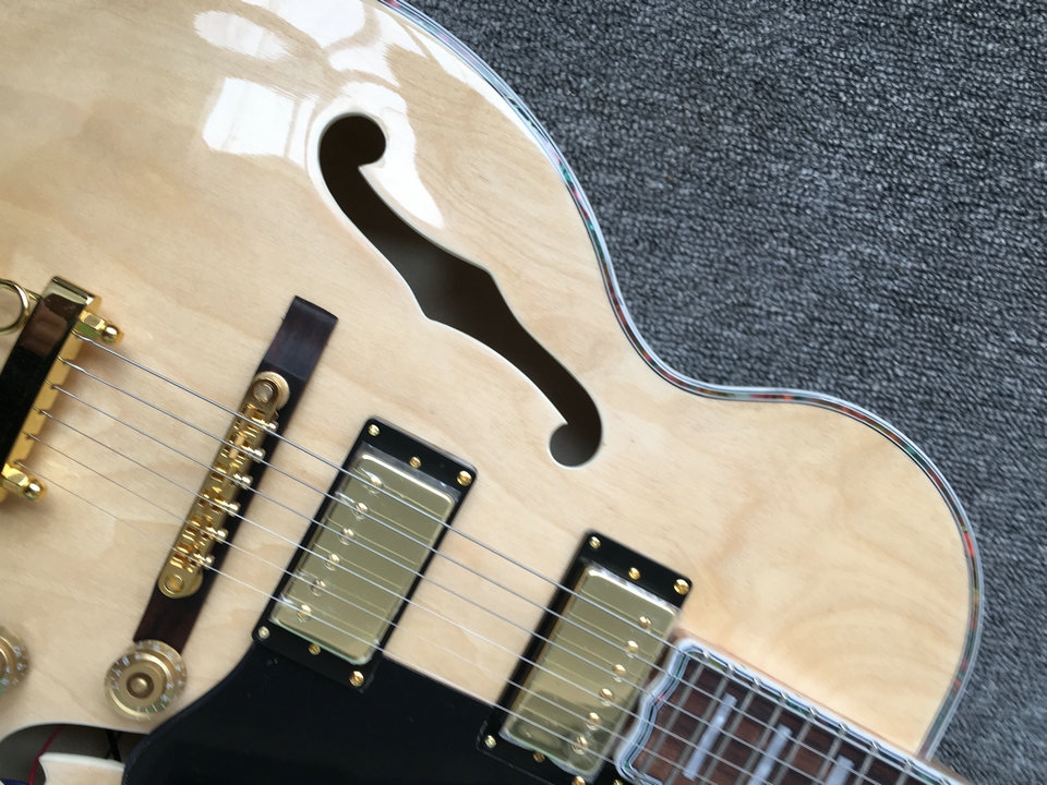 Natural Falcon G6120 – guitare électrique Jazz à corps Semi-creux, accordeurs impériaux, doubles trous F, matériel doré