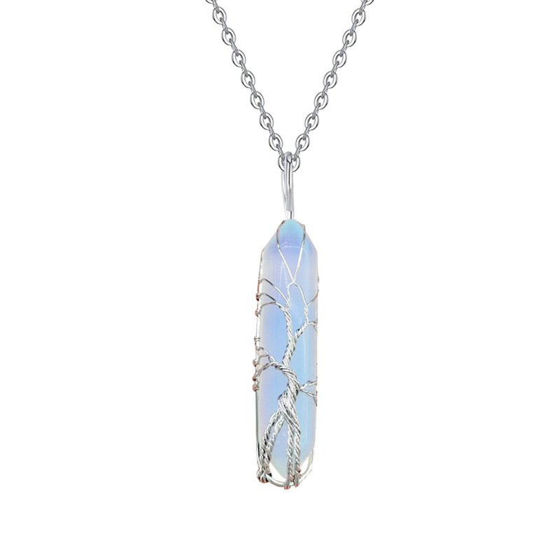 Arbre De Vie Cristal Colliers Pierre Naturelle Quartz Collier Pendentif Chakra Hexagonal Bullet Améthystes Lapis Lazuli Bijoux