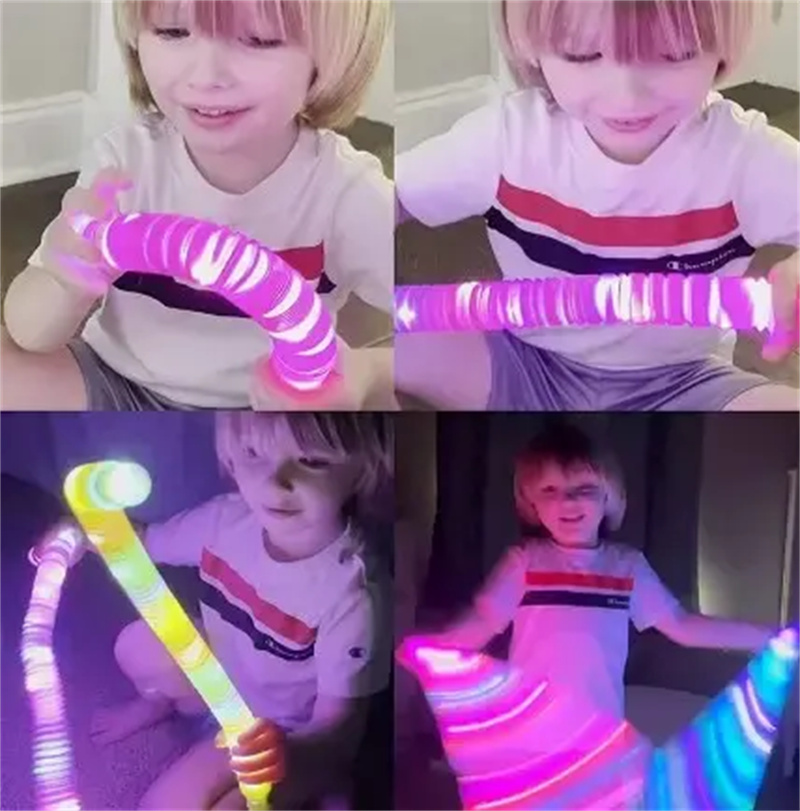 LED POP Tubes Sensory Toys Kids Antistress Relief Plastic Tube Squeeze Toy Gifts vuxna Fidget Stress Toy