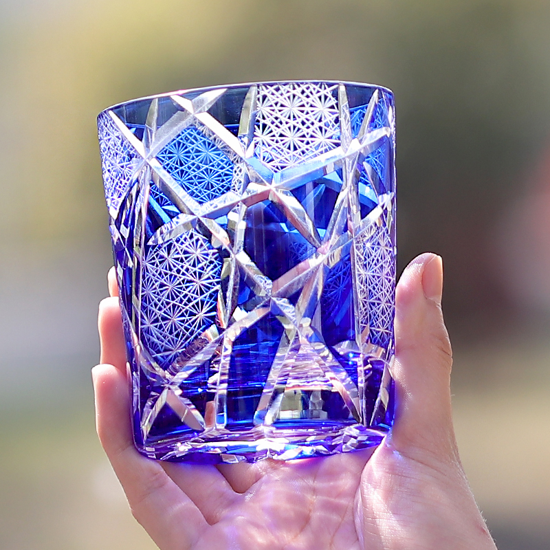 Japansk retro whiskyglas av high-end Edo Kiriko handgjorda kristall kopp vatten kopp öl koppar kreativa färgade vinglas