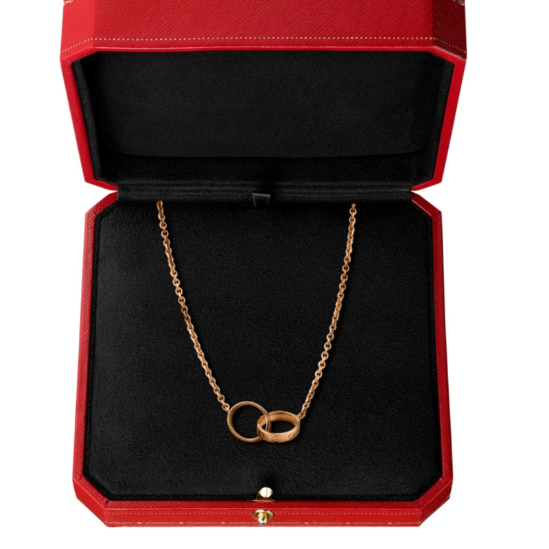 Klassisk designhänge kärlek halsband för kvinnor flickor dubbel sling charm 316l titan stål bröllop smycken krage collier grossist