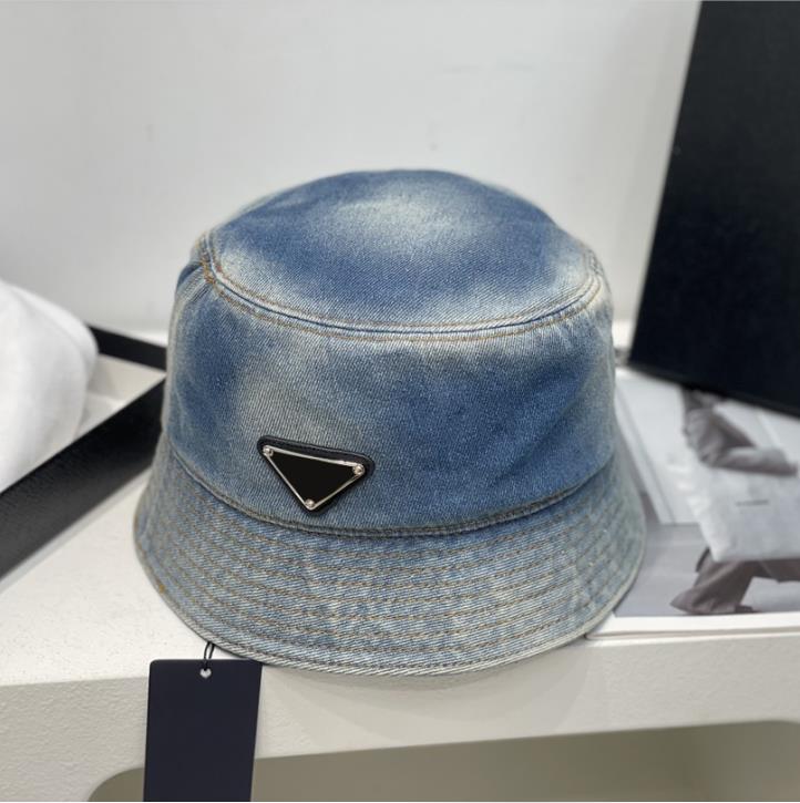 Summer Denim Material Designer Ball cap Couple casquette Vacation Travel Sports Sunscreen Triangle Letter Print bucket hat