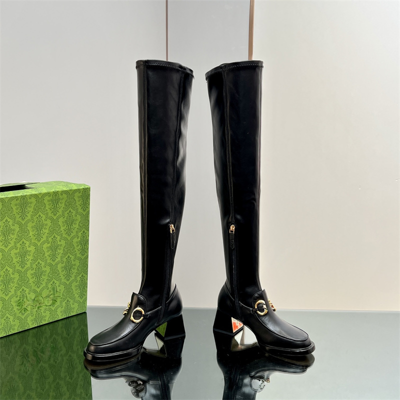 Botas de alta qualidade para senhora couro de bezerro preto marca famosa cavaleiro longo joelho bota designer moda inverno famosa botas altas elásticas botas macias UE 35-41