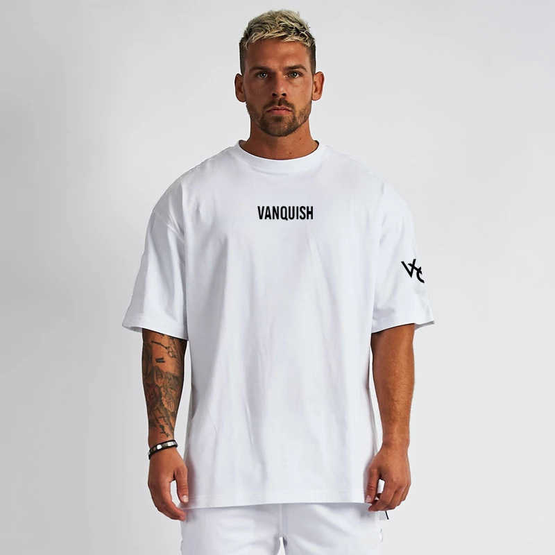 Herr t-shirts sommar streetwear casual loose herrar t-shirt bomull besättning hals tryckt kort ärm topp jogger gym träning mode aktivt kläder 3m411