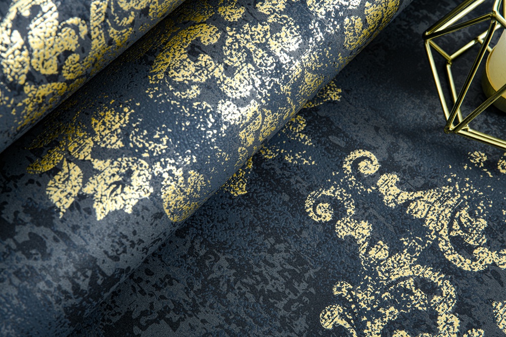 Black vintage damask wallpaper Non woven classic designs wall paper home decor wallpaper TV background wallcovering