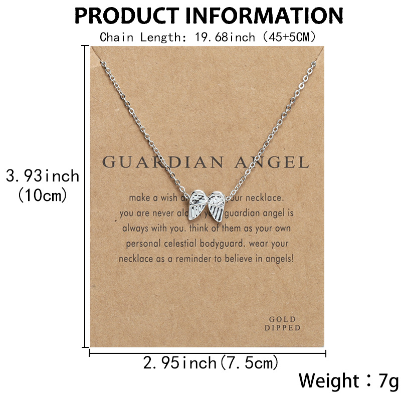 Mode sieraden voogd guardian angel vleugel hanger 18K vergulde designer ketting vrouw legering Zuid -Amerikaanse dames choker zilveren heren kettingen met letters kaartcadeau