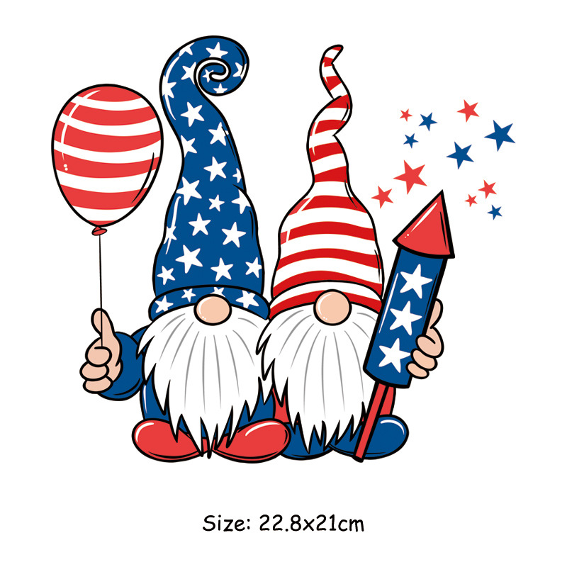 4th of July Heat Transfer Patches Independence Day Party Thermo Heat Transfer Sticker On Clothes DIY Washable Print-On T-Shirt Iron On Patches