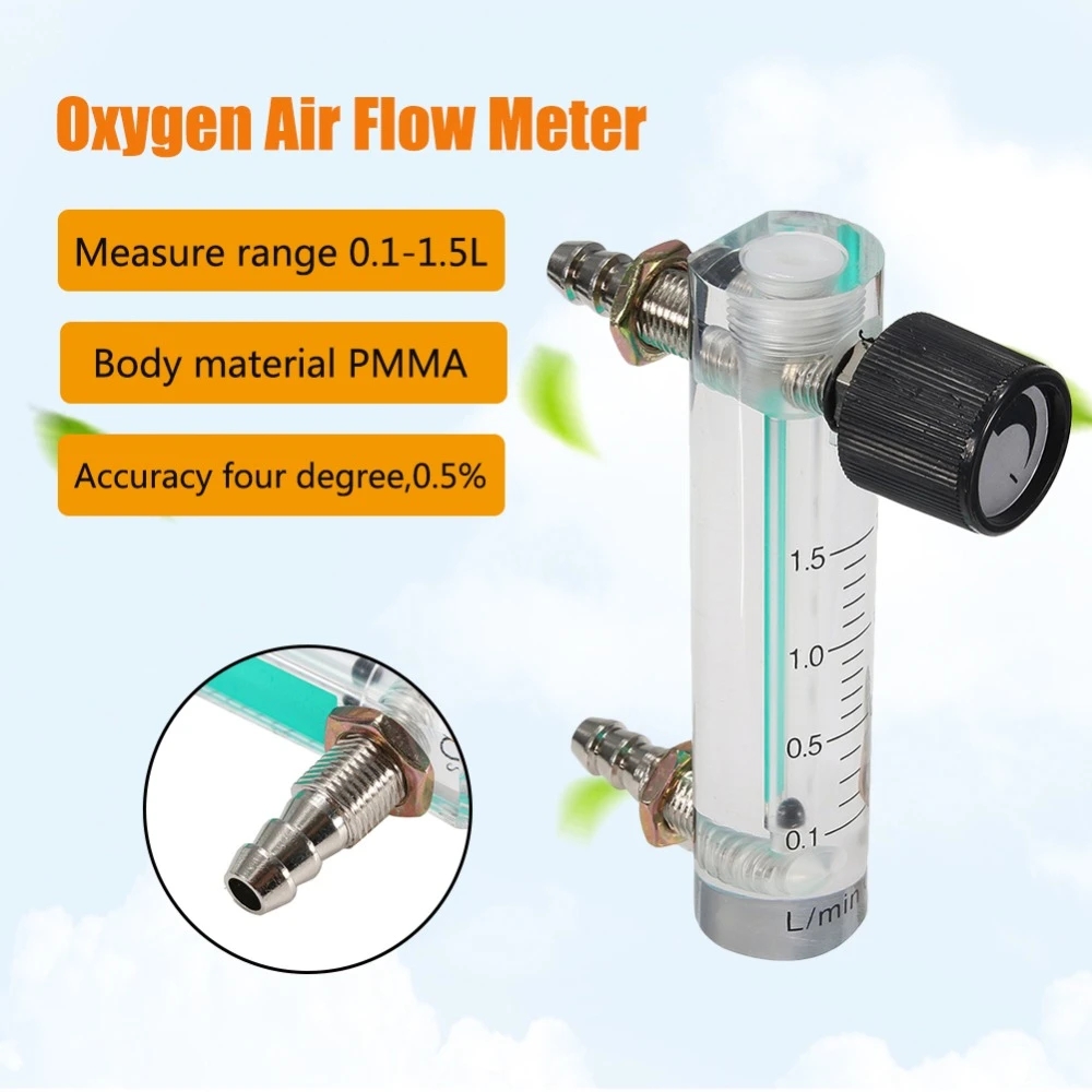 Misuratore di portata del gas di ossigeno dell'aria Flussometro Caudalimetro Indicatore di flusso del misuratore di flusso del misuratore di ossigeno O2 Interruttore del dispositivo di flusso 0,1-1,5 l/min