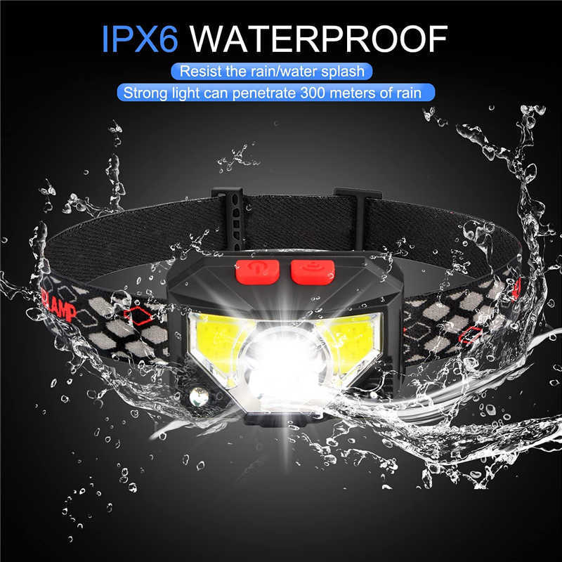 Head lamps 2 pack Powerful LED Headlight Sensor Head Light USB Rechargeable Headlamp Head Torch Waterproof Flashlights for Camping Hiking P230411