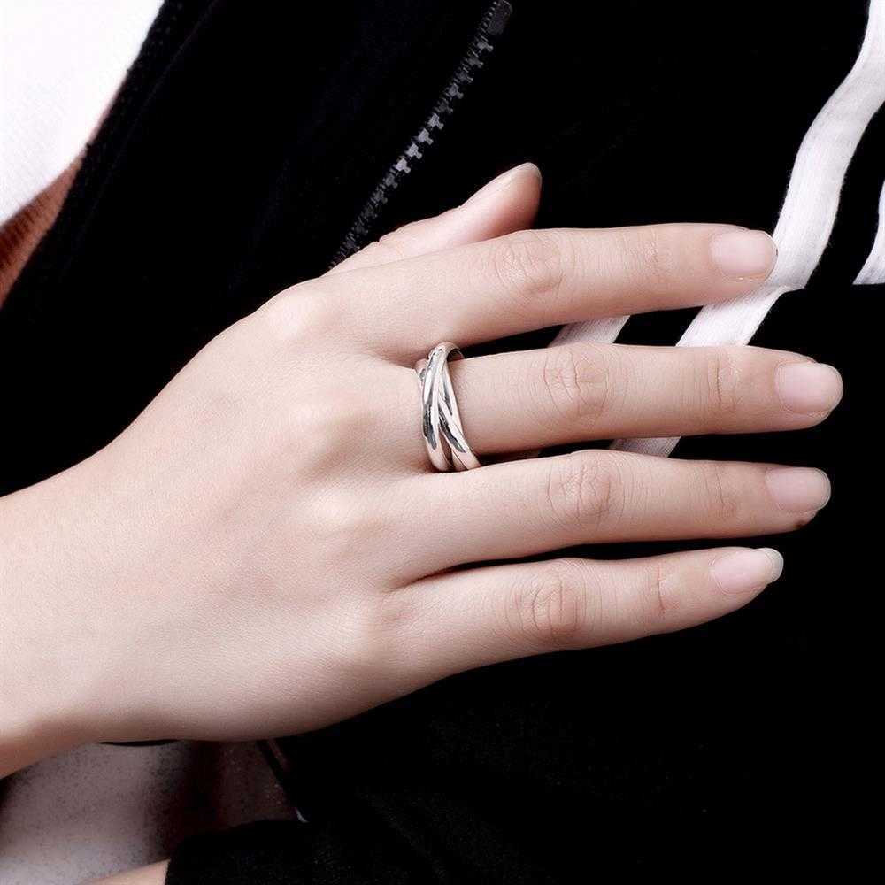 Anéis de banda 925 STERLING PRATA TRÊS Círculos Anéis para Mulheres Moda noivado de Charm Jóias Presente P230411