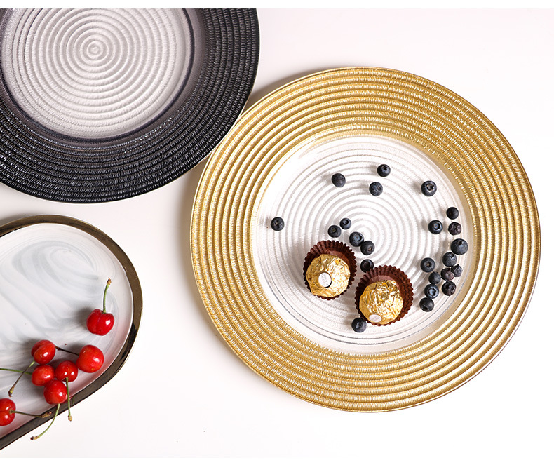 Plates European Luxury Plate Set Gold Party Wedding Dessert Sushi Dishes Dinnerware Safe Breakfast Pratos De Jantar Kitchen Accessories