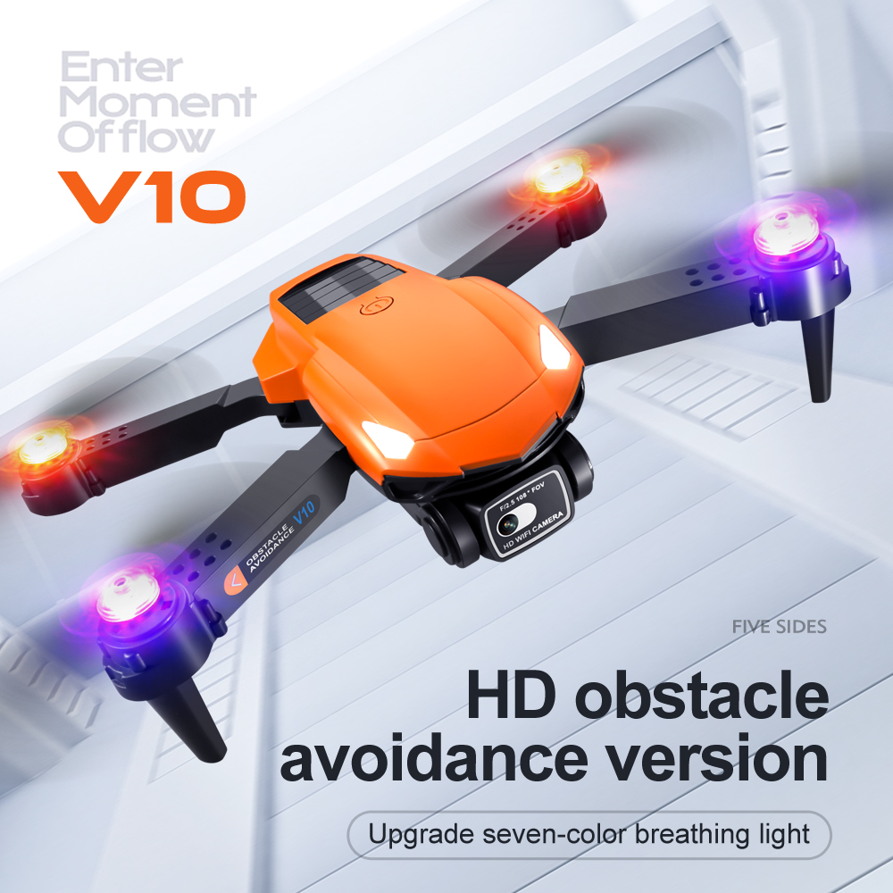 2023 newst V10 Drones gekleurde lichten obstakel vermijden UAV HD luchtfotografie opvouwbare afstandsbediening vliegtuigen handel quadcopter