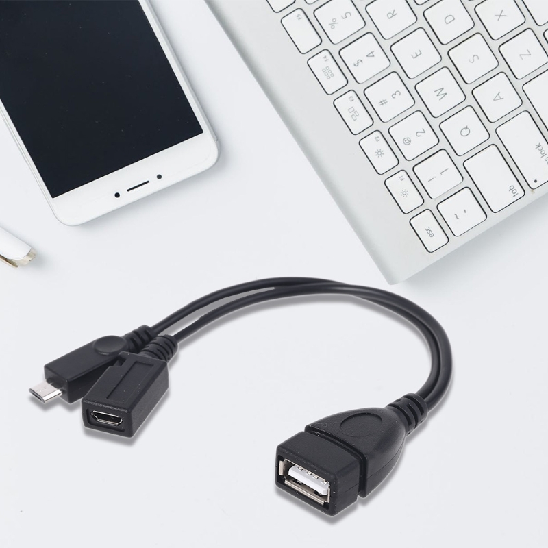 2 In 1 OTG Micro USB Host Power Y Splitter USB Adapter to Micro Male Female Cable for -Amazon Fire TV Mobile Phone Tablet PC Smartphone