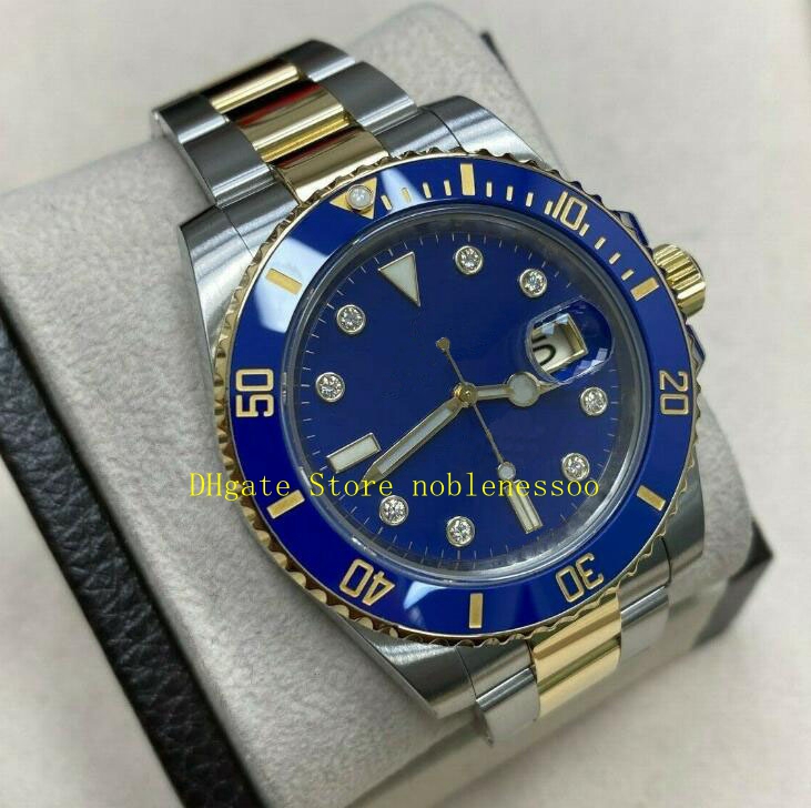 3 Farben mit Box Herren Automatikuhr Herren Armbanduhren 40mm Diamant Zifferblatt Zweifarbig 18K Gold Stahl Keramik Lünette Mechanisch Sport WA215I