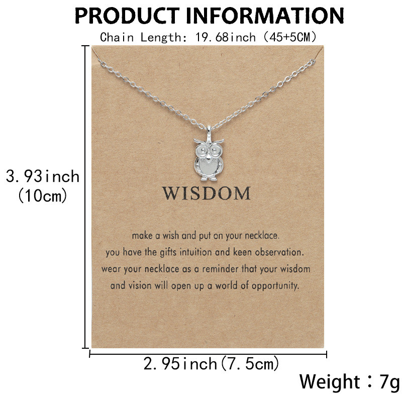 Bijoux de mode Sagesse Hibou Pendentif 18k Plaqué Or Designer Collier Femme Alliage Sud-Américain Femmes Tour De Cou Argent Hommes Colliers avec Lettres Carte Ami Cadeau